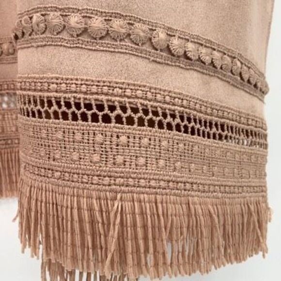 Zara Womens Dusty Pink Faux Suede Fringe Jacket Size XS - Picture 5 of 10